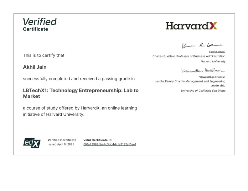 Harvard Cert